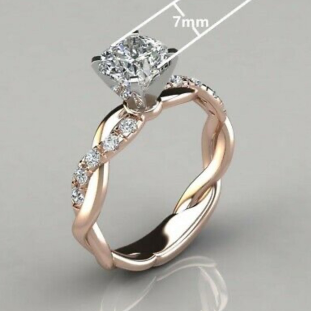 New 14k Rose Gold Plated White Sapphire Ring - Picture 2 of 4